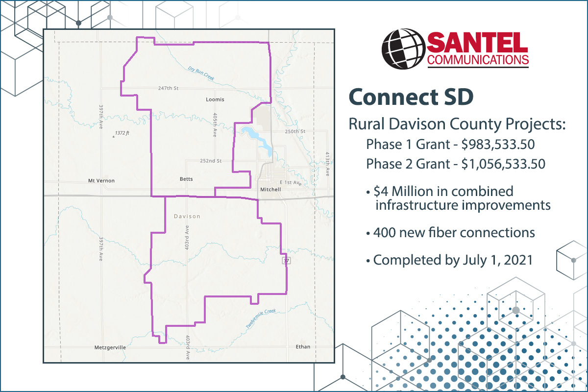Map of Santel's Connect SD project area west of Mitchell