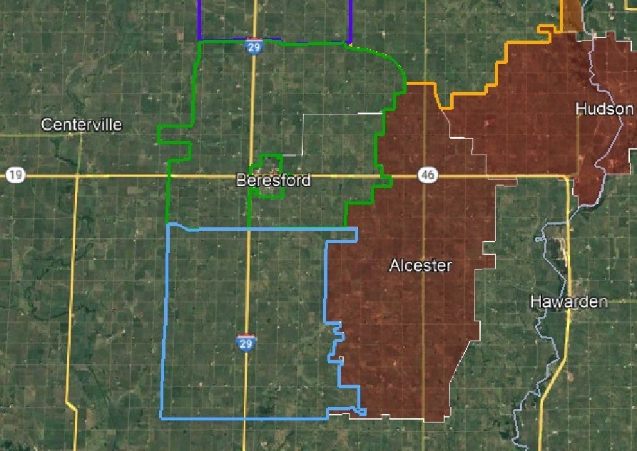 Alliance Communications map shows expansion into areas south of Sioux Falls.