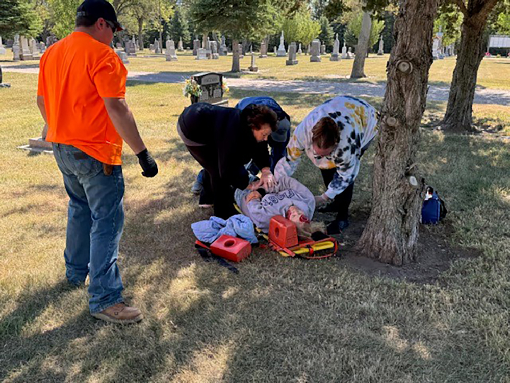 Crews tend to a patient during a mock disaster drill