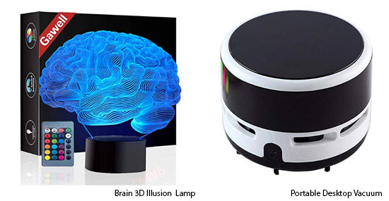 Brain 3D Illusion Lamp & Portable Desktop Vacuum