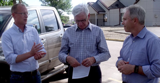 Brendan Carr visits Sioux Falls - Shown with Mike Cooper, Mark Cotter