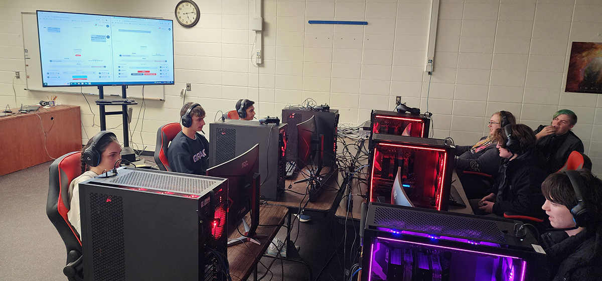 Brookings High School students compete in an esports event.