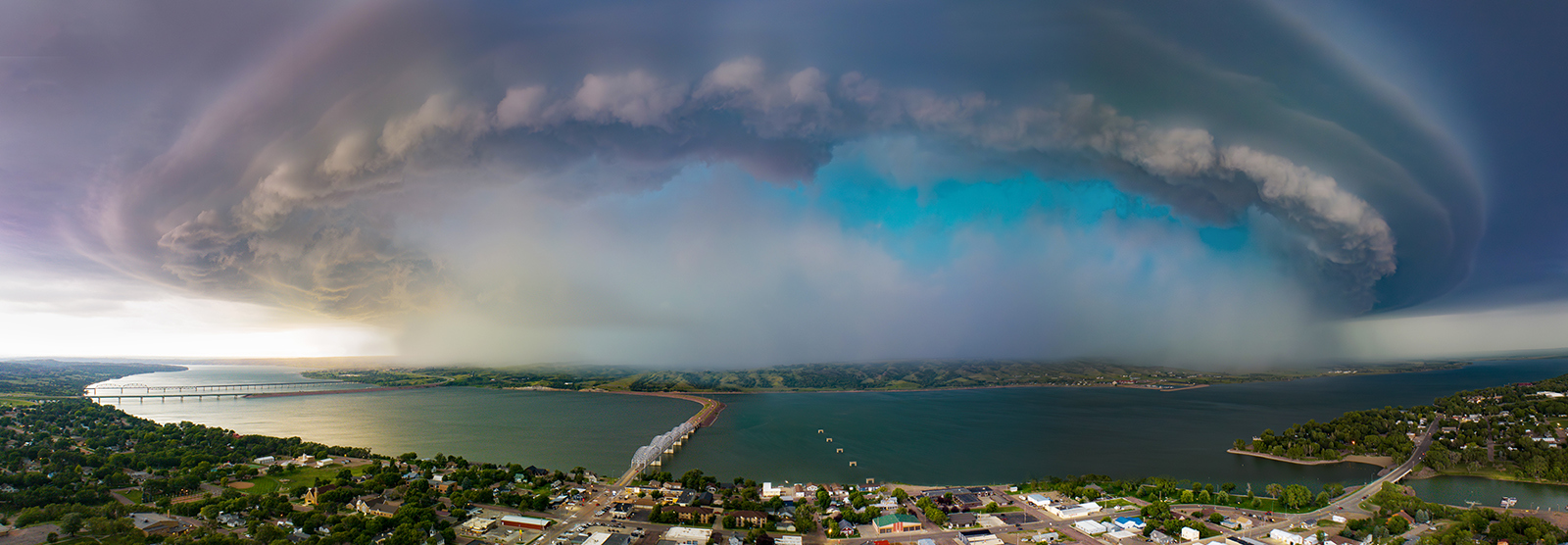 Ezra Moore Aerial 605 drone photo of the Missouri River during a storm