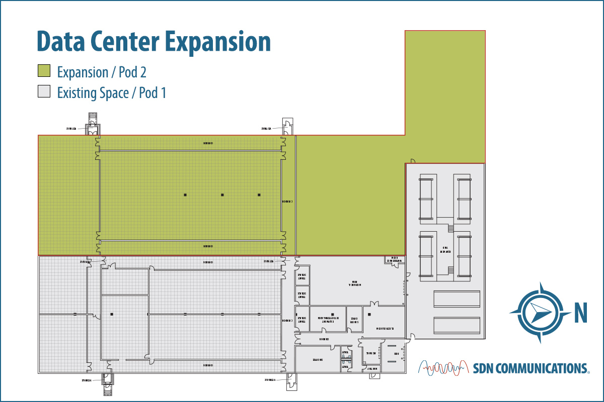 drawings of data center with expansion of pod 2