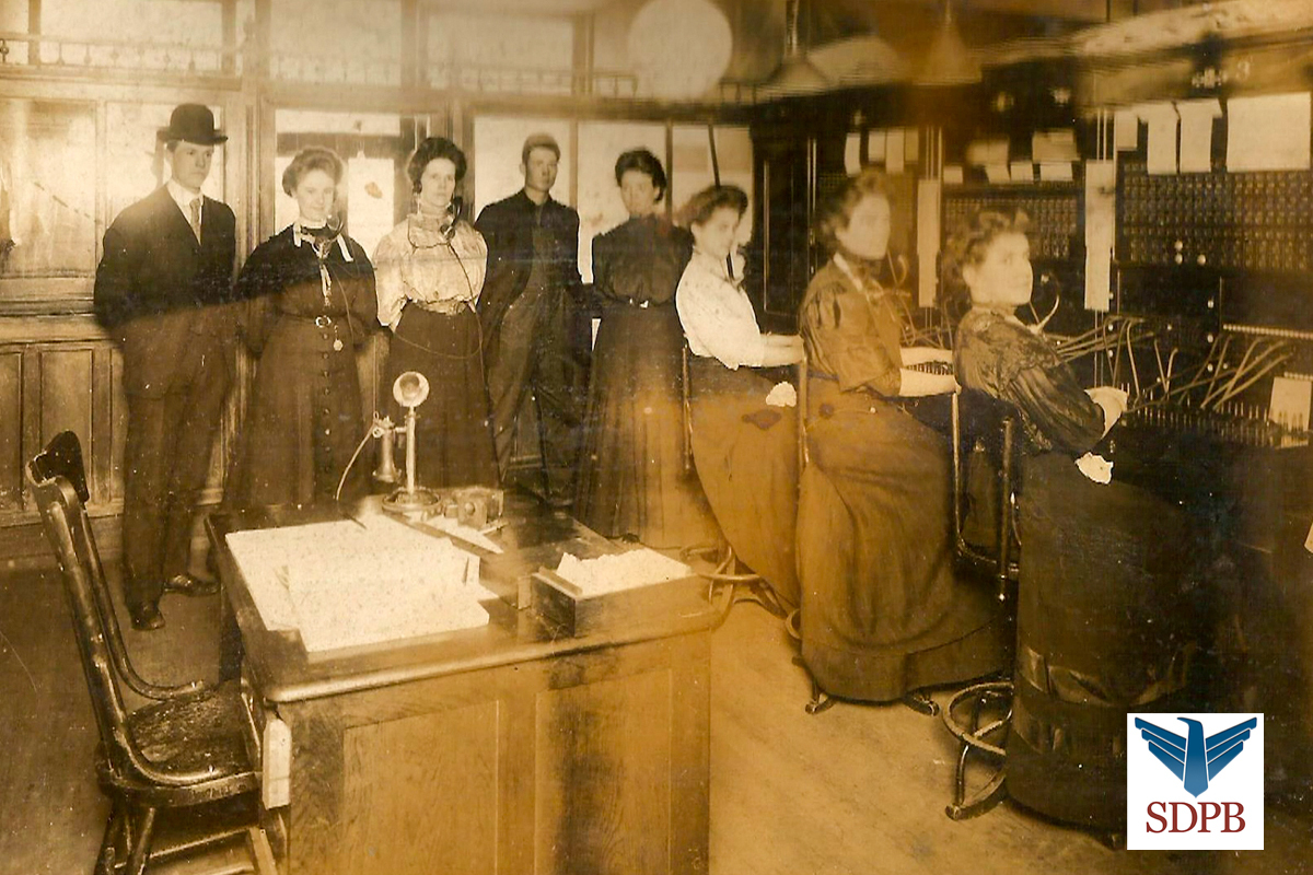 historic photo of telephone operators in Deadwood in the early 1900s
