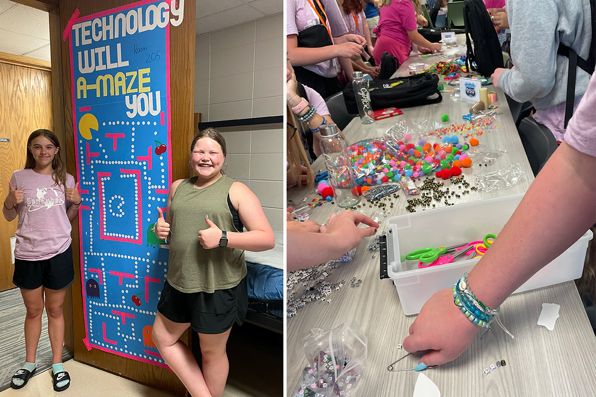 Scenes from the Dakota State university CybHER camp.