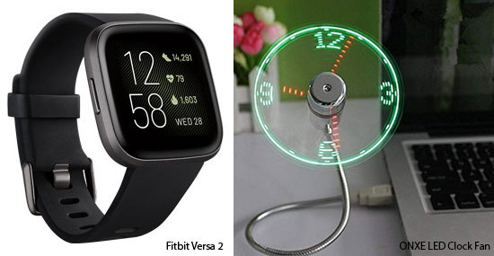 Fitbit Versa 2 & LED Clock Fan