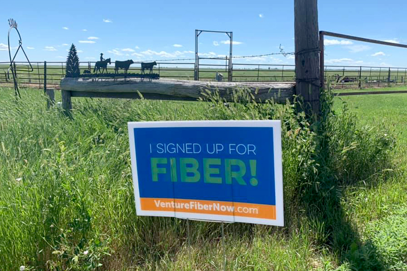 Sign that says "I signed up for fiber"