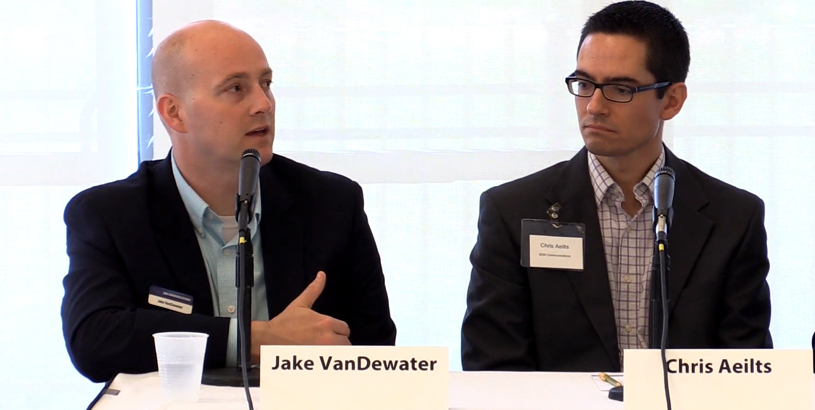 Jake VanDewater speaks on a panel with Chris Aeilts