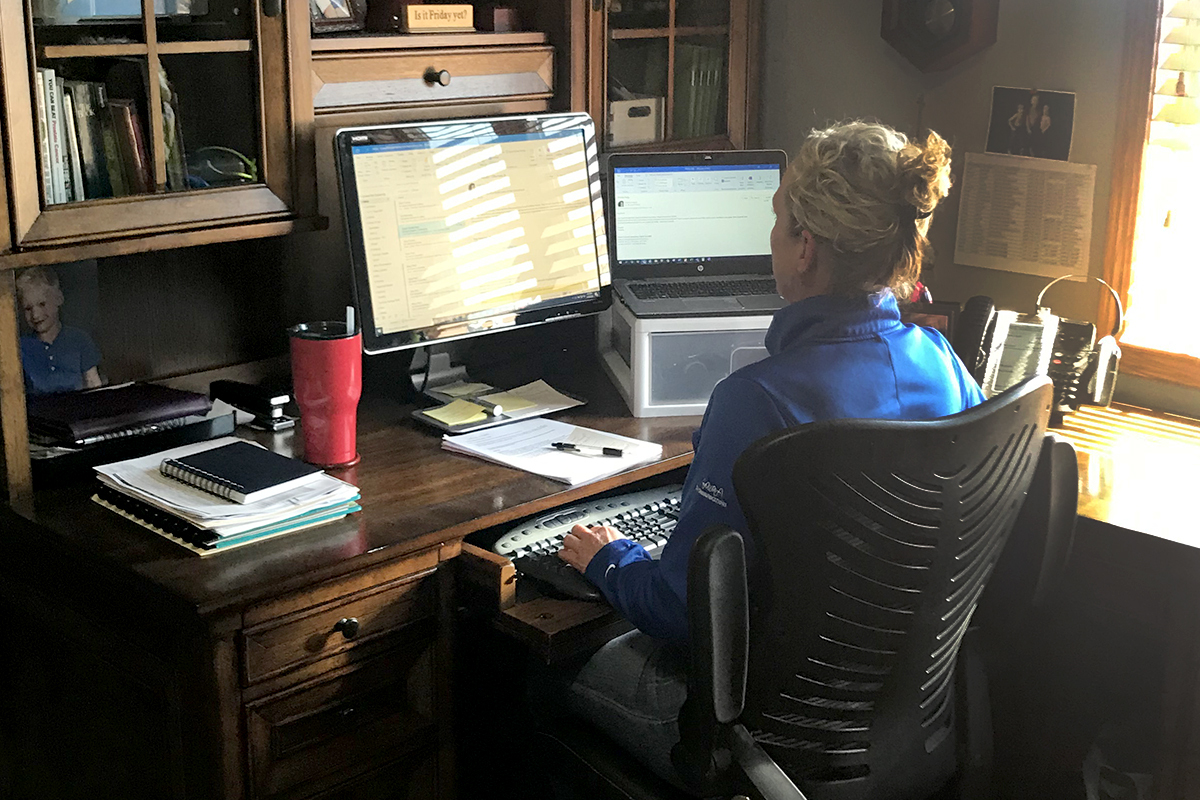 Lenee working at home desk