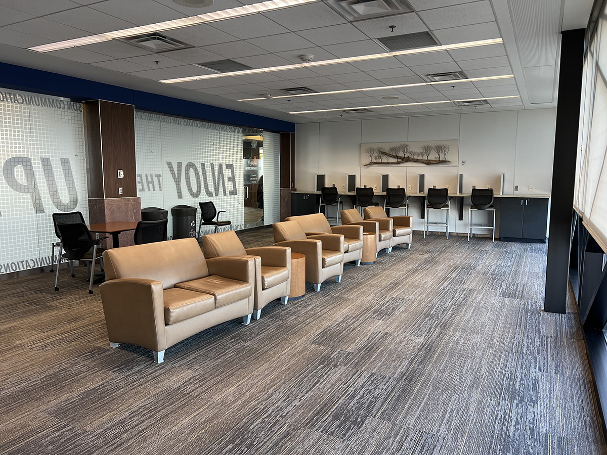 The interior of the SDN Communications Business Lounge at the Sioux Falls Regional Airport