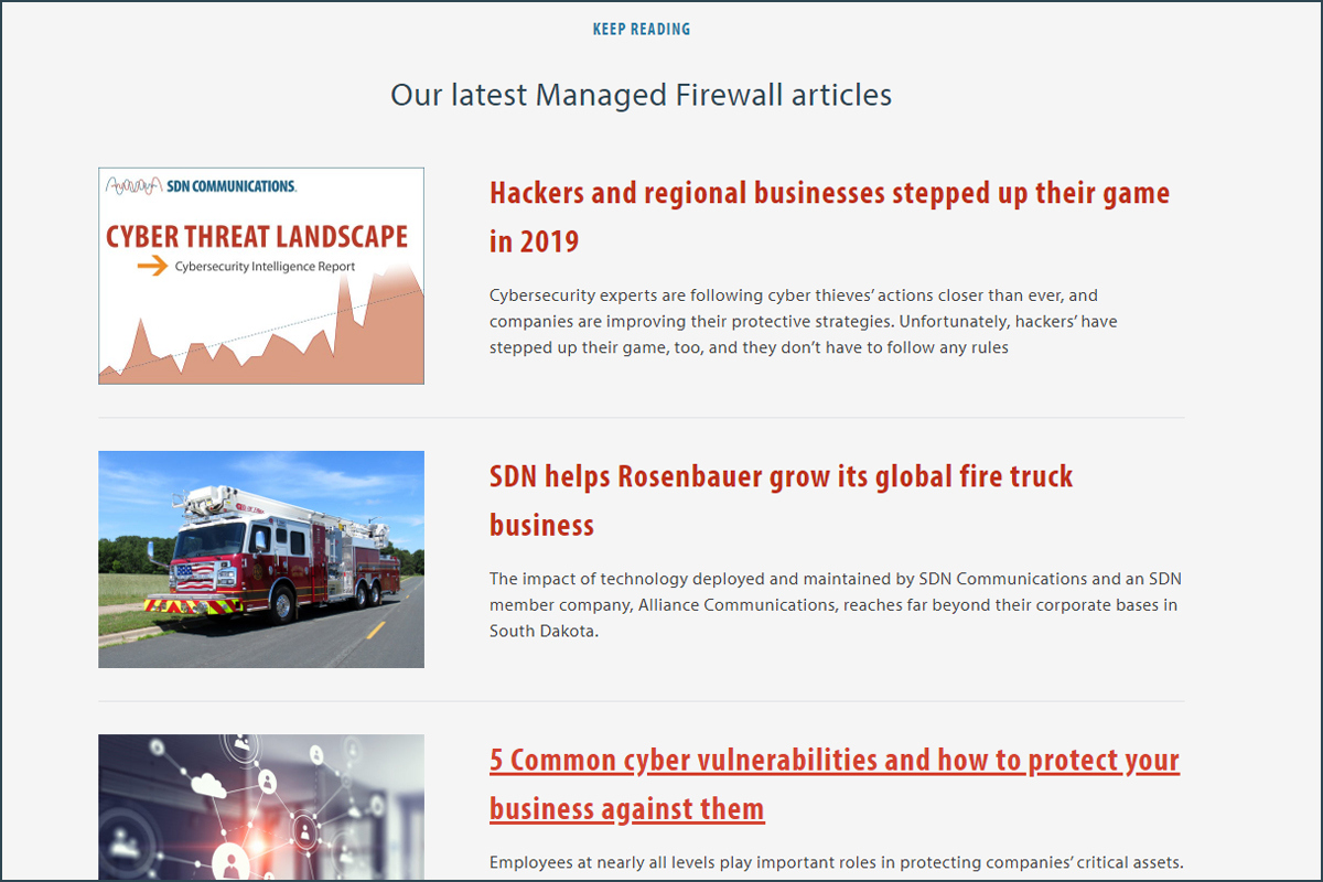 Image of the SDN blog list on Managed Firewalls