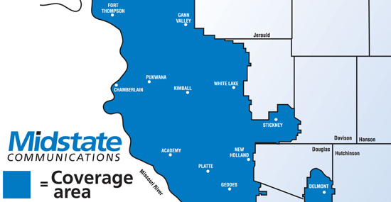 Midstate Communications Coverage Area