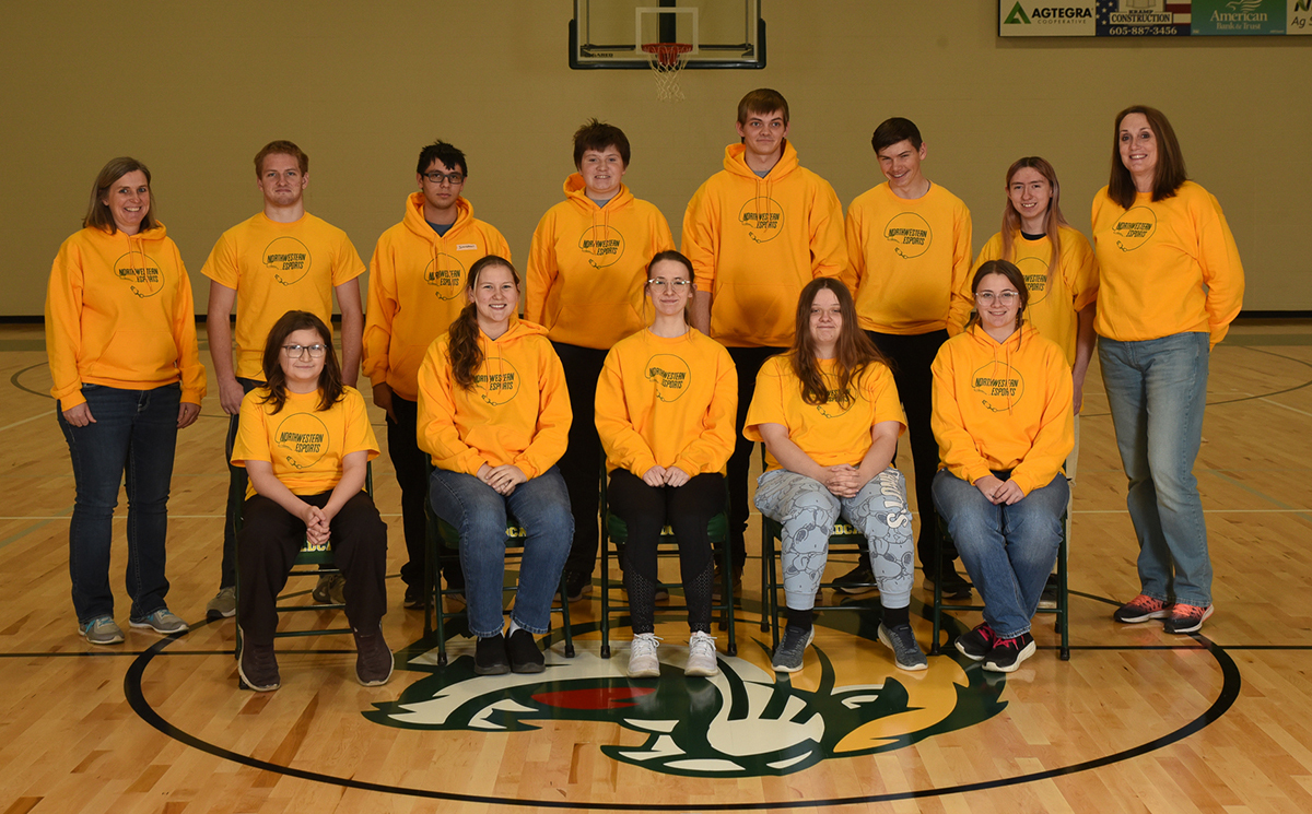 The Northwestern High School esports team in South Dakota poses for a team photo