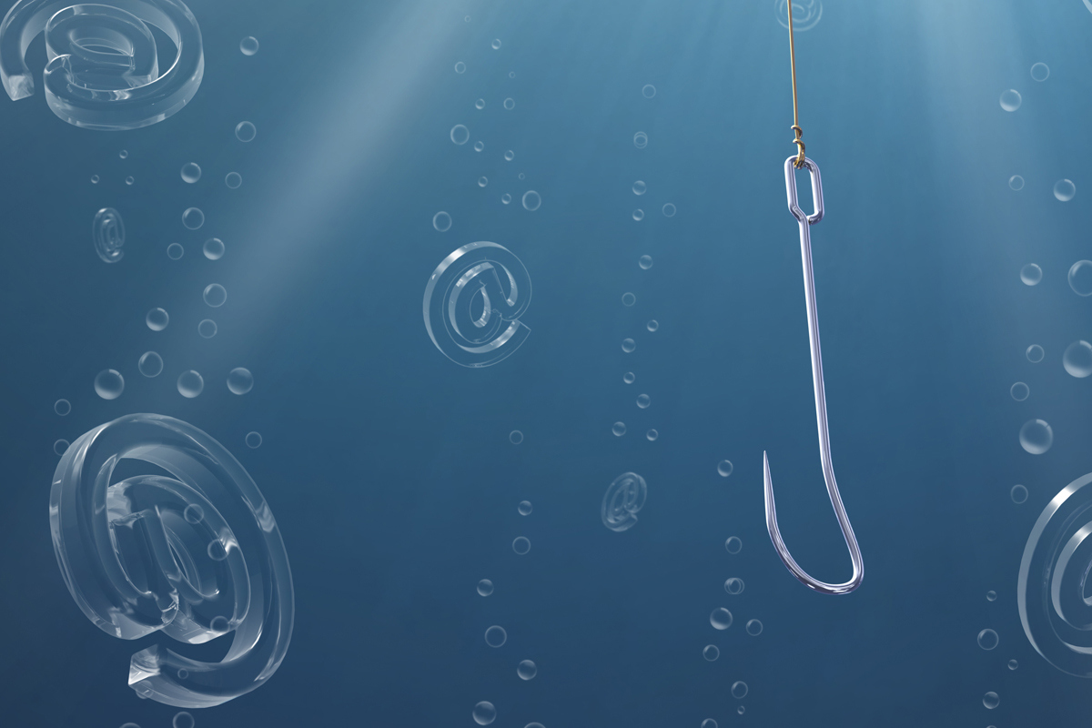Fishing hook in water with @ symbols
