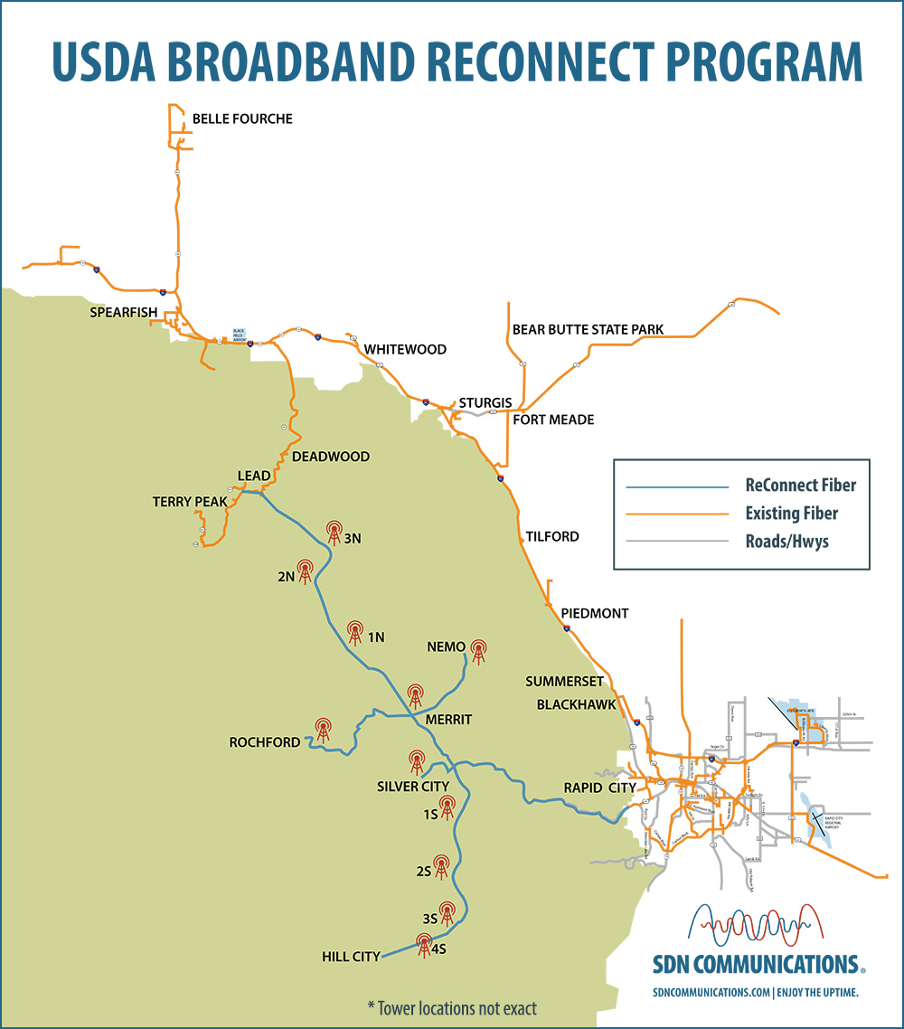 map of the USDA ReConnect Route in the Black Hills