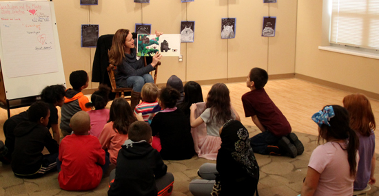 Amy Preator Reading to Garfield Elementary Students