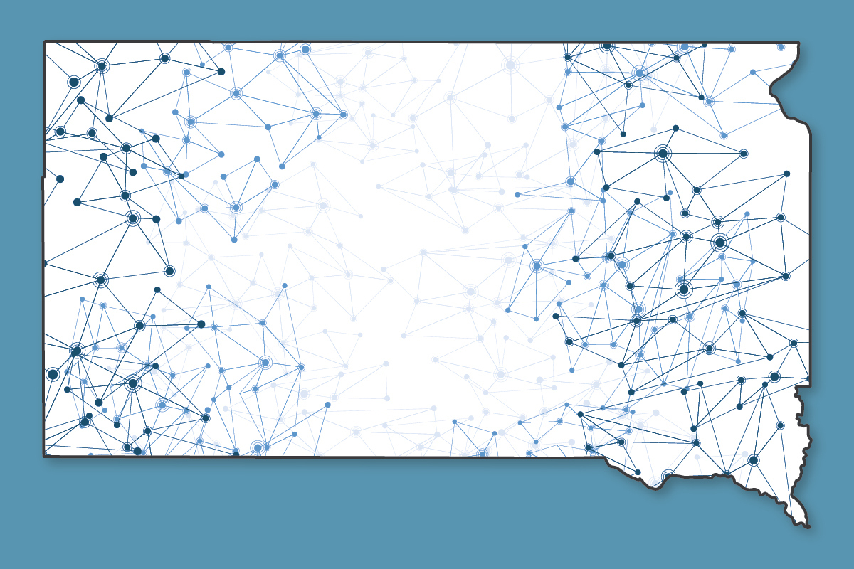 South Dakota illustration with fiber across state