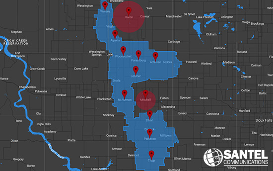 Santel coverage area map