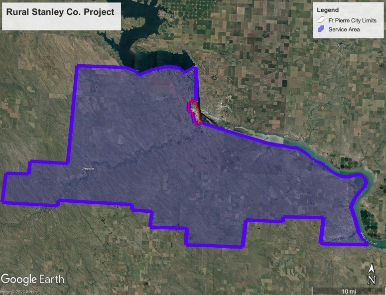 Map shows Venture Communications' expansion in the Stanley County area.