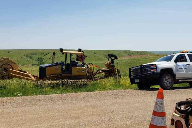 Venture crews plowing fiber in Rural Hughes County