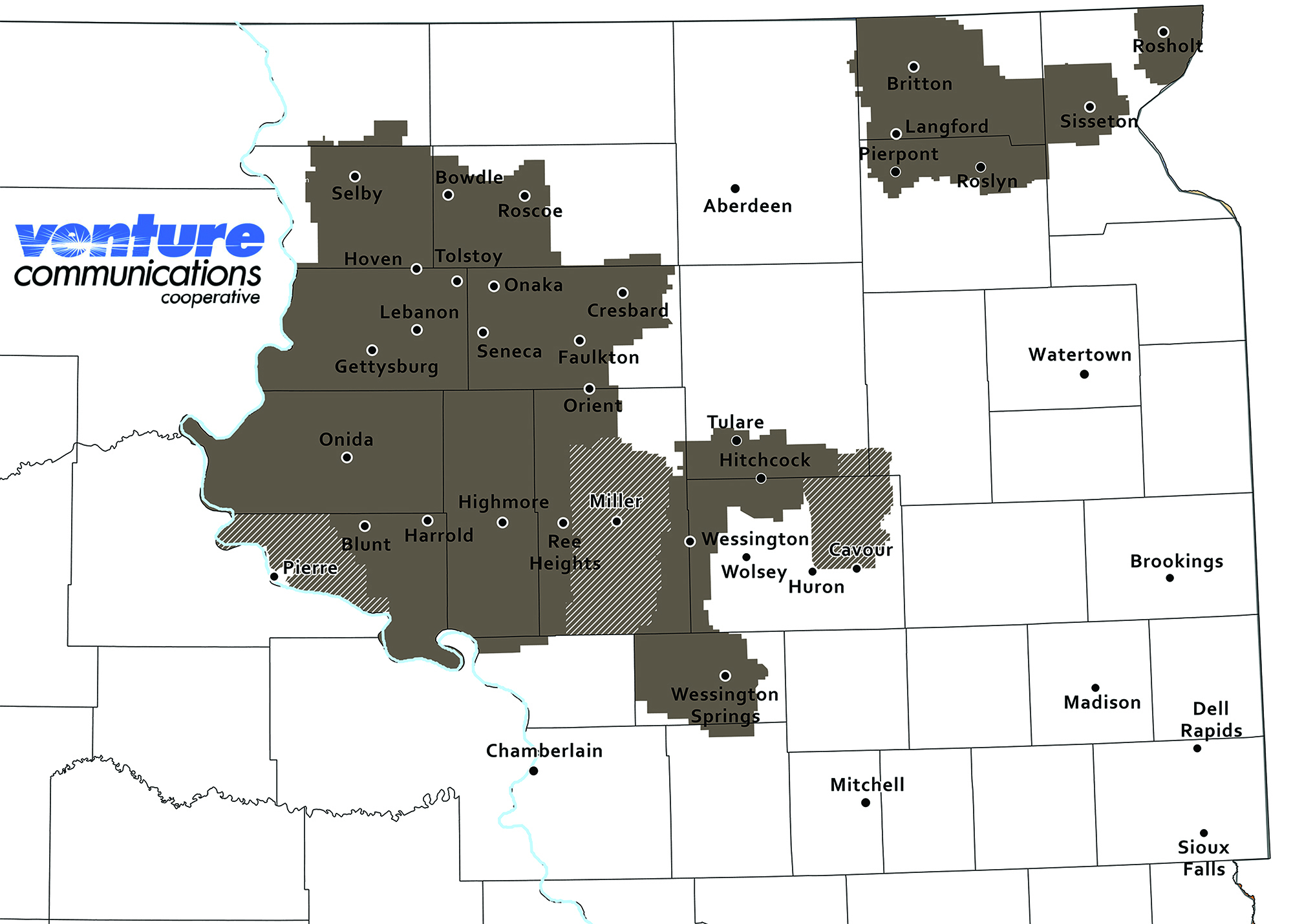 Map of Venture Communications coverage area