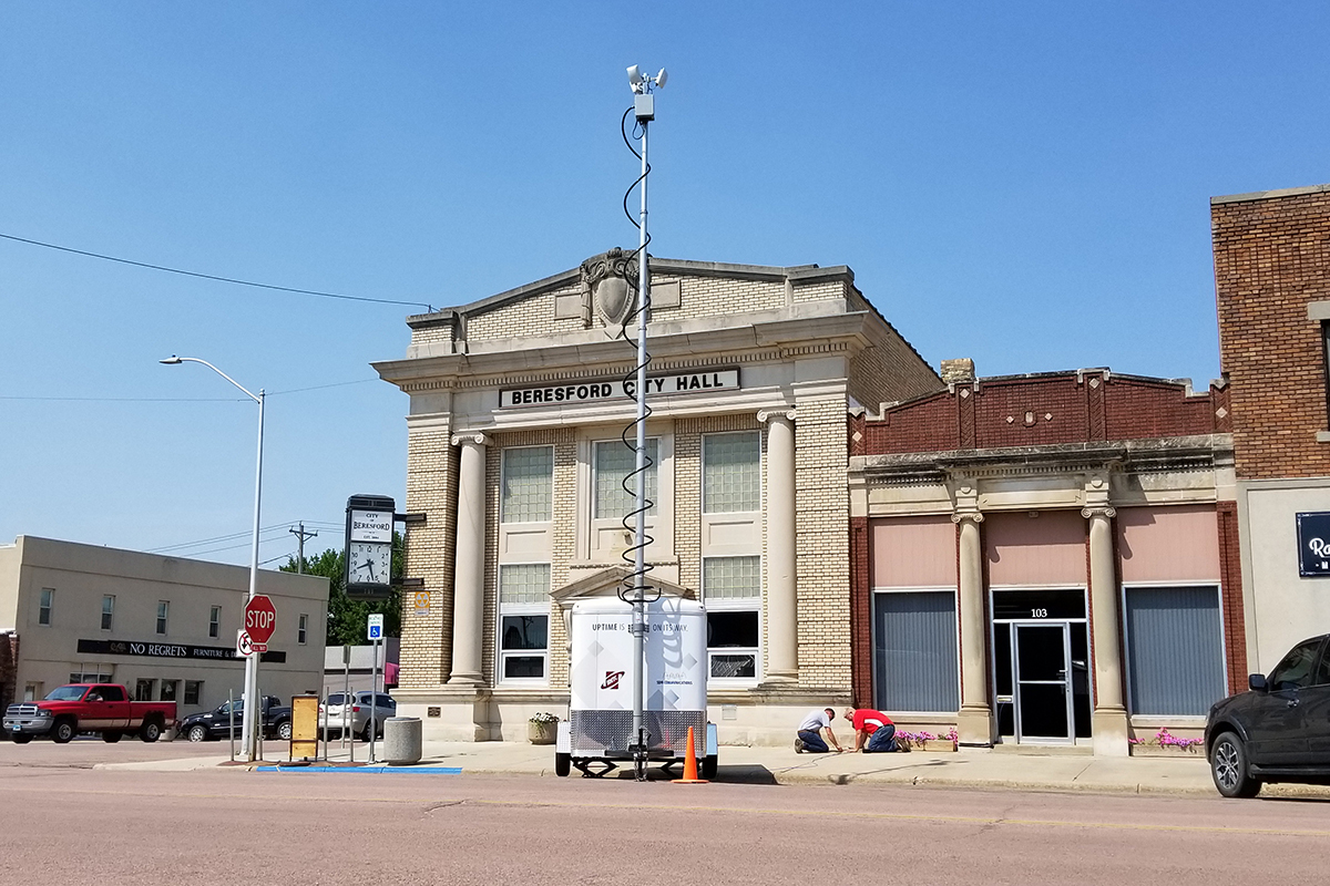 The SDN Communications wifi trailer is shown deployed in Beresford in 2018.