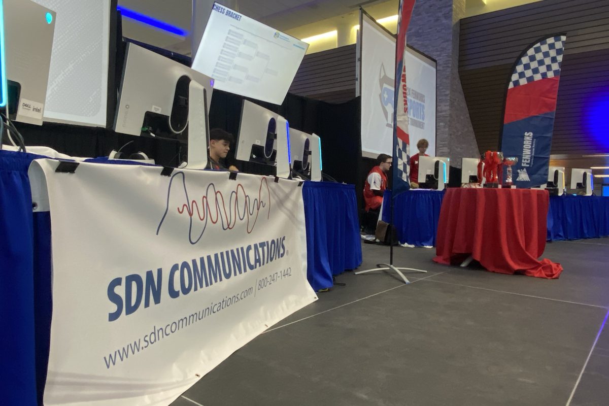 SDN Communications sign at the South Dakota esports state tournament.