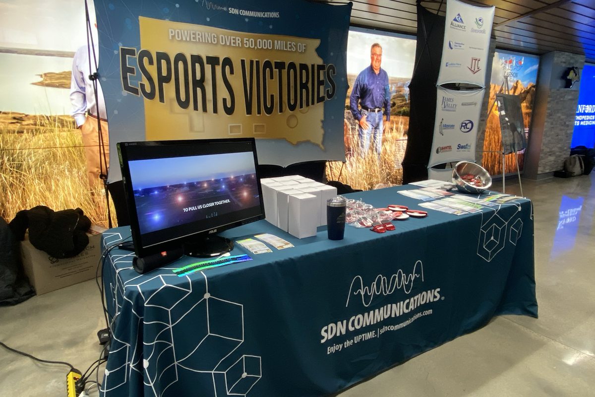 The SDN Communications booth at the South Dakota esports state tournament.