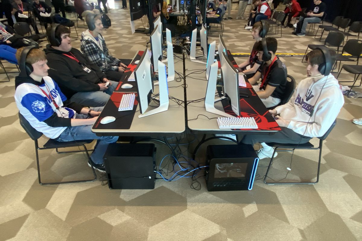 High school students compete at the South Dakota esports state tournament on Friday, March 22, in Brookings, South Dakota.