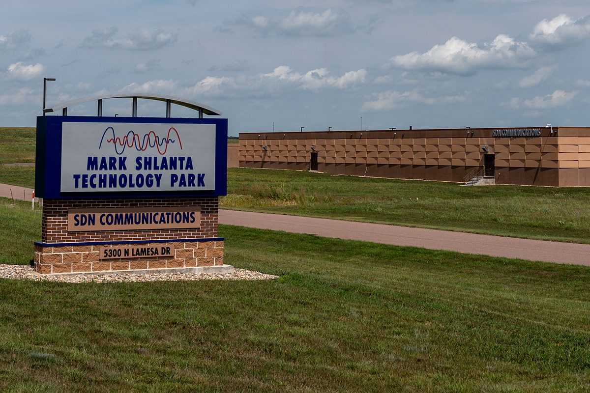 Mark Shlanta Technology Park sign is shown in front of the SDN Communications data center