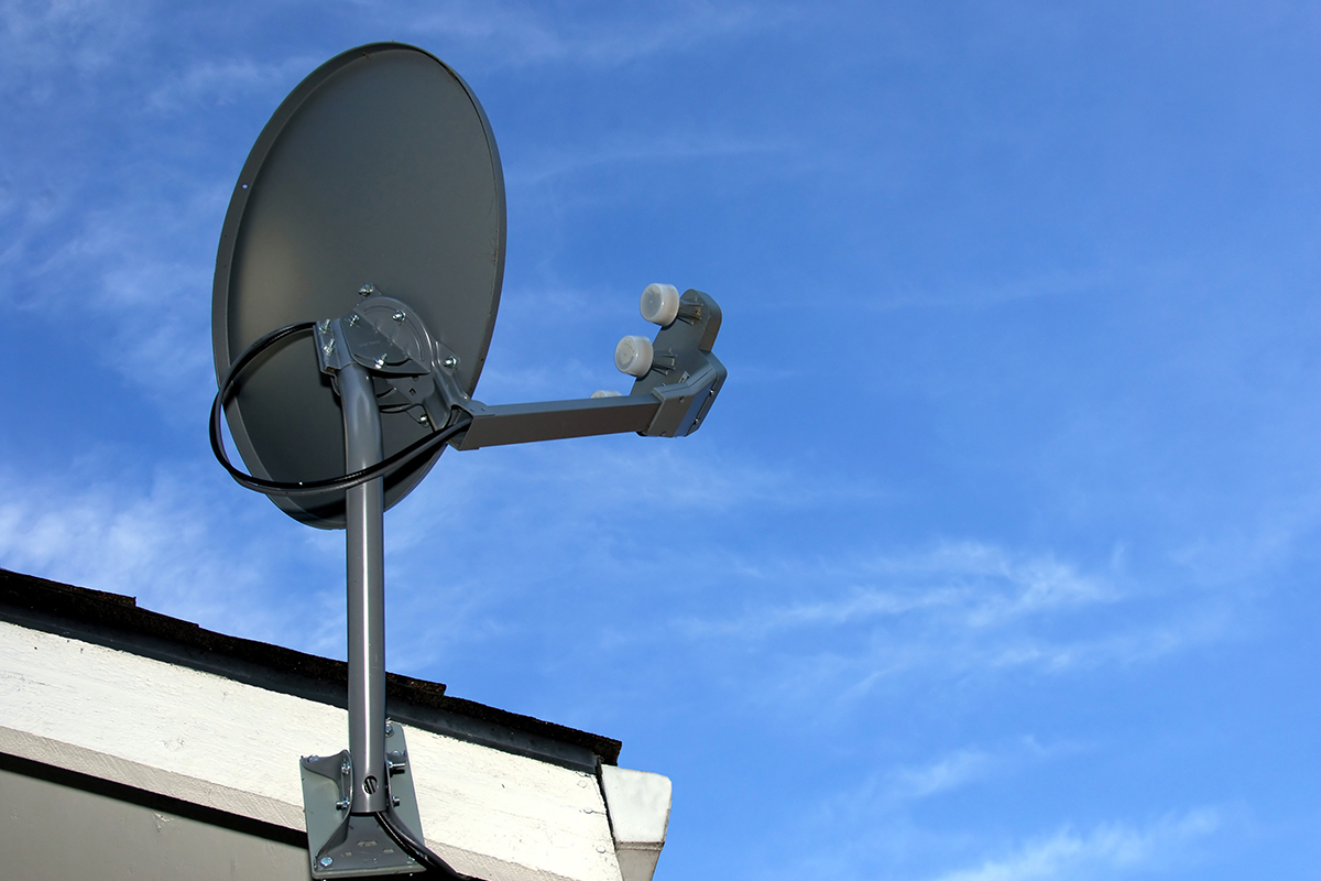 satellite dish on a home roof