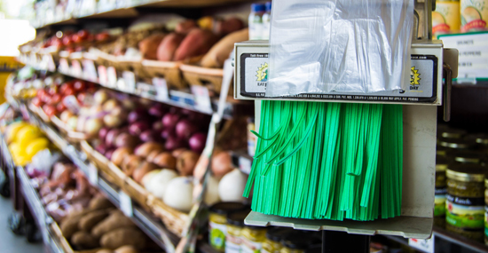 twist ties in grocery produce aisle